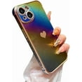 thumbnail image 1 of MYKOMI for iPhone 13 Case 6.1 inch,Cute Colorful Iridescent Plating Edge Case with Love Hearts Pattern,Camera Lens Protection Shockproof Phone Case for Women Girls, 1 of 9