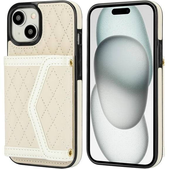 MYKOMI for iPhone 15 Plus Case Wallet with RFID Blocking Card Holder and Crossbody Lanyard Strap, Stylish Flip Wallet Case for iPhone 15 Plus 6.7 inch