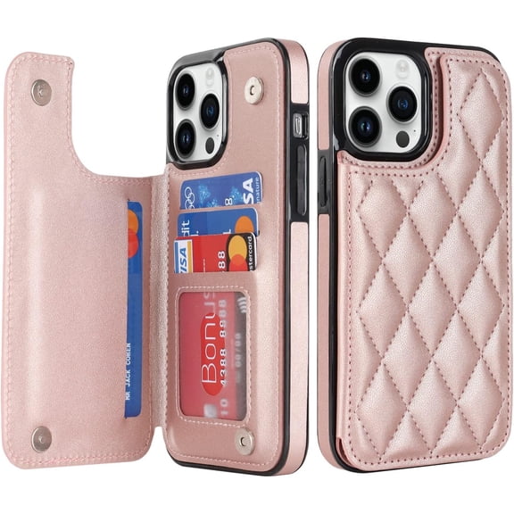 MYKOMI for iPhone 15 Pro Case Wallet 6.1 Inch with Card Holder Premium Soft PU Leather Magnetic Clasp, Shockproof Stylish Protective Cover for iPhone 15 Pro