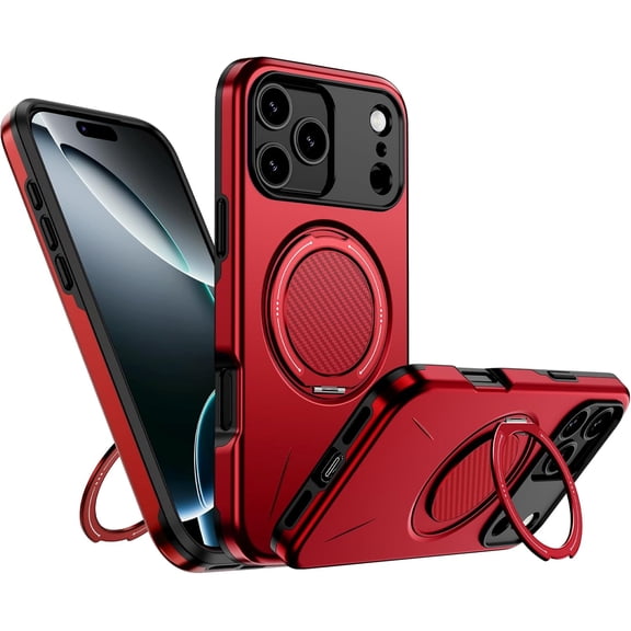 MYKOMI for iPhone 17 Pro Max Case Magnetic, Military Grade Shockproof Phone Case Cover with 360° Rotatable Metal Ring Stand Kickstand [Compatible with MagSafe] for iPhone 17 Pro Max