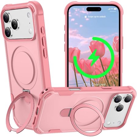 MYKOMI for iPhone 17 Pro Max Case with Magnetic Stand [Military Drop Protection][Compatible with Magnet] Shockproof 17 Pro Max Phone Case with Ring Holder