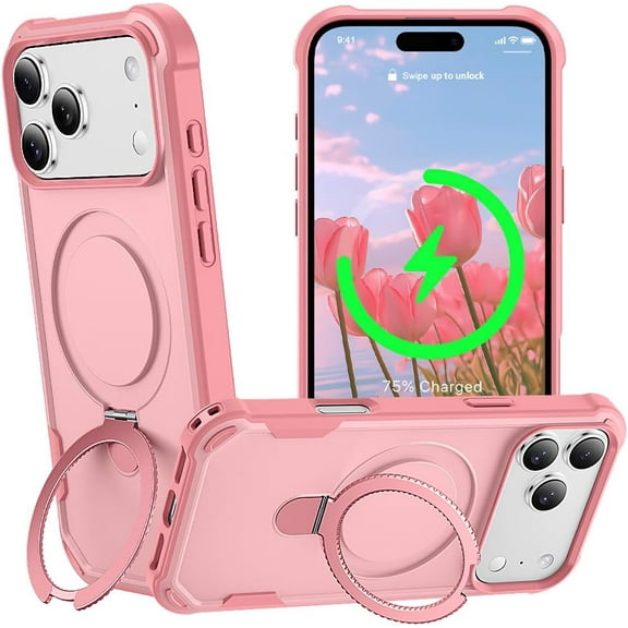 MYKOMI for iPhone 17 Pro Max Case with Magnetic Stand [Military Drop Protection][Compatible with Magnet] Shockproof 17 Pro Max Phone Case with Ring Holder