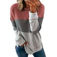 thumbnail image 1 of MYLookk Women Colorblock Round Neck Long Sleeve Tops Pullover Sweatshirt Loose, 1 of 8