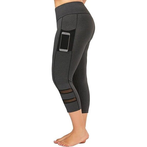 MYLookk Women Plus Size Stretch Active Capri Leggings with Pockets