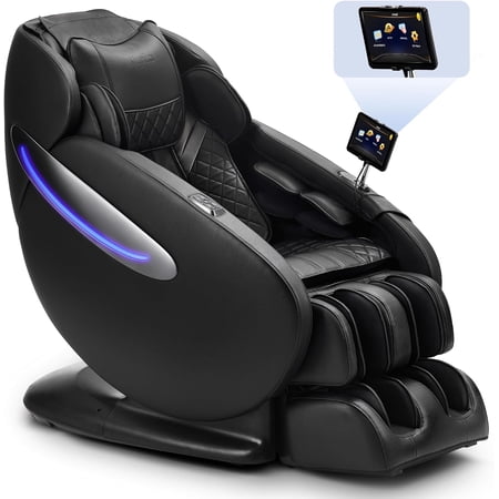 MYNTA 2024 Massage Chair Full Body - 3D SL Track Zero Gravity Massage Chair Recliner with Calf and Foot Rollers, AI Voice Control, LCD Screen, Quick Access Buttons (black)