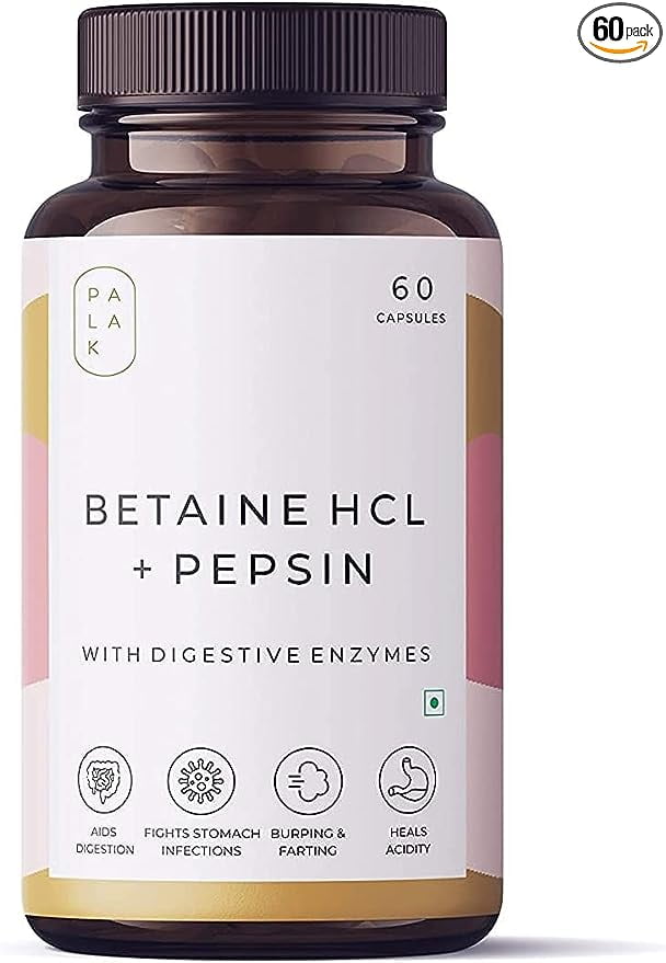 MYNTRA Betaine HCL + Pepsin, Digestive enzymes for a Healthier Gut