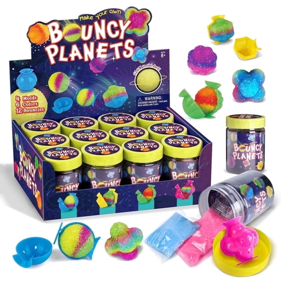 Piano Potato DIY Bouncy Ball Kit for Kids - 12 Individual Craft Sets, Make Glow-in-the-Dark Bouncing Planets, STEM Science Activity for Birthday Parties, Classroom Prizes & Holiday Gifts (Ages 6-12)