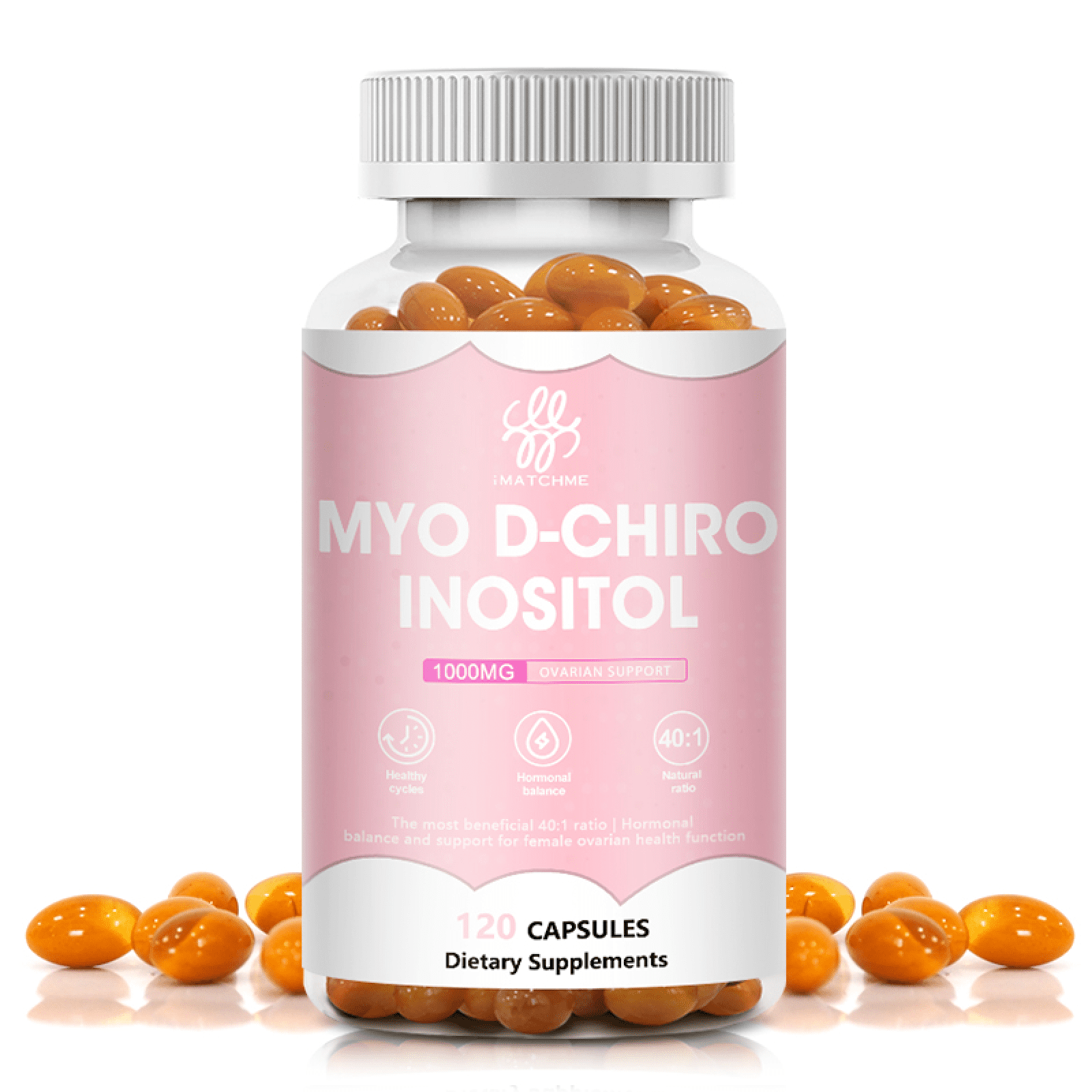 MYO & D-Chiro Inositol Blend Capsule 1000 MG | Hormone Balance & Healthy Ovarian Support for Women - 100% All-Natural Supplement | 120 Capsules