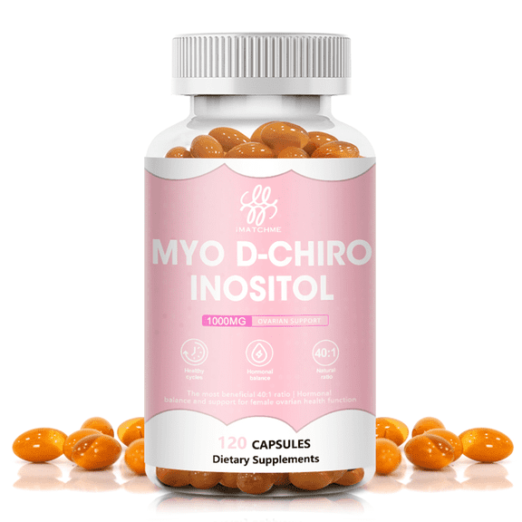 MYO & D-Chiro Inositol Blend Capsule 1000 MG | Hormone Balance & Healthy Ovarian Support for Women - 100% All-Natural Supplement | 120 Capsules﻿