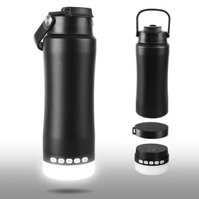 MYONAZ Insulated Water Bottle with Lantern, 18oz Stainless Steel Tumbler with Detachable Camping Light for Night Activities(Black)