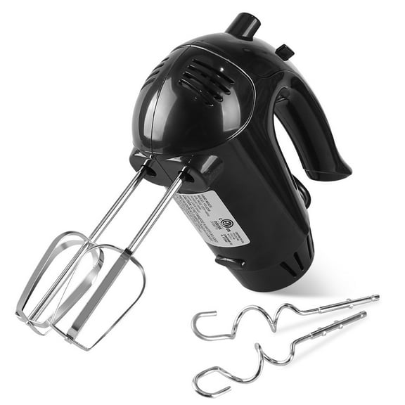 MYONAZ 5-Speed Electric Hand Mixer Handheld Mixer with Steel Whisks & Dough Hooks for Baking, Cooking, Eggs (Black)