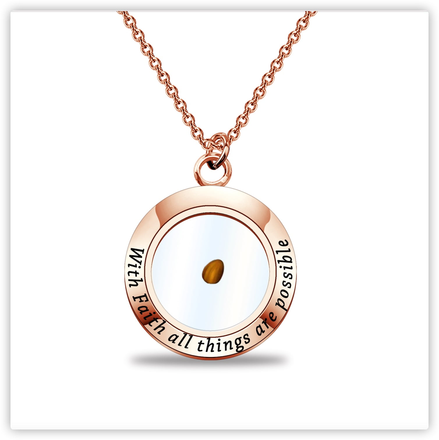 MYOSPARK Mustard Seed Pendant Faith Necklace Mustard Seed Jewelry for Christian Inspirational Gifts of Faith for Women Girls Rose Gold