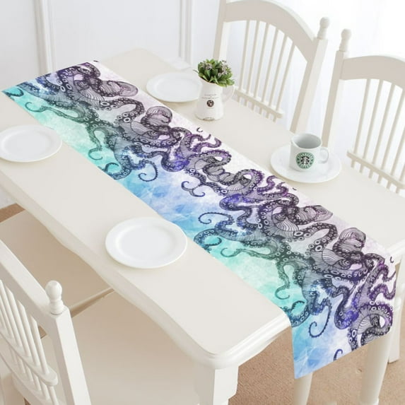 MYPOP Abstract Hipster Octopus Table Runner Home Decor 16x72 Inch,Ocean Octopus Table Cloth Runner for Wedding Party Banquet Decoration