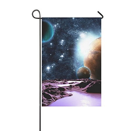 MYPOP Abstract Image of a Planet with Water Yard Garden Flag 12 x 18 Inches