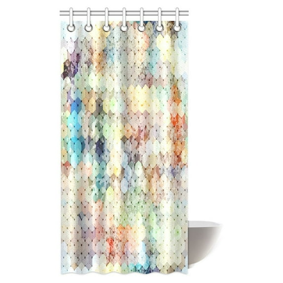 MYPOP Abstract Pattern of Art Cubes Polyester Fabric Bathroom Shower Curtain Set with Hooks, 36 X 72 Inches, Colorful