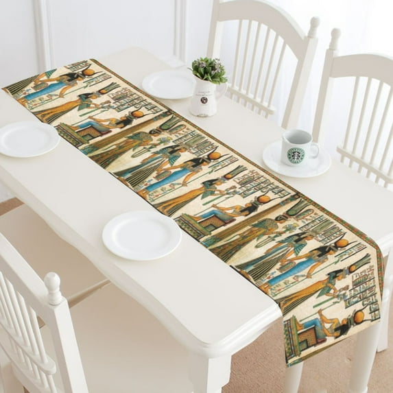 MYPOP Ancient African Egypt Table Runner Home Decor 14x72 Inch,Antique Hieroglyphs Table Cloth Runner for Wedding Party Banquet Decoration