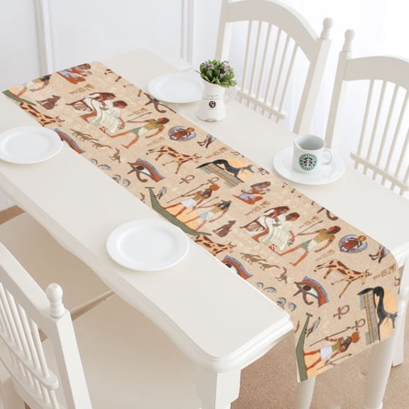MYPOP Ancient Egypt Scene Table Runner Home Decor 16x72 Inch, African Vintage Table Cloth Runner for Wedding Party Banquet Decoration