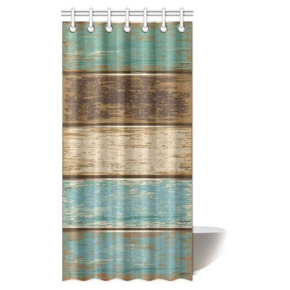 MYPOP Antique Old Planks American Style Western Rustic Wooden Fabric Bathroom Shower Curtain 36 X 72 Inches