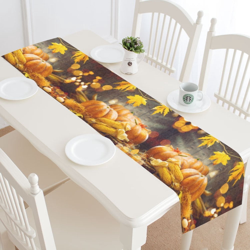 MYPOP Autumn Harvest Pumpkin Table Runner Home Decor 14x72 Inch ...