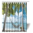 thumbnail image 1 of MYPOP Beach Hammock Shower Curtain, Palm Trees Romantic Resort Tropical Weather Cloudy Summer Sky Fabric Bathroom Shower Curtain Set with Hooks, 60 X 72 Inches, 1 of 3