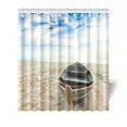 thumbnail image 1 of MYPOP Beach Ocean Theme Polyester Fabric Shower Curtain, Boat on Beach at Sunrise Time Bathroom Set with Hooks, 60 By 72 Inches, Blue Beige, 1 of 2