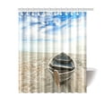 thumbnail image 1 of MYPOP Beach Ocean Theme Polyester Fabric Shower Curtain, Boat on Beach at Sunrise Time Bathroom Set with Hooks, 66 By 72 Inches, Blue Beige, 1 of 2