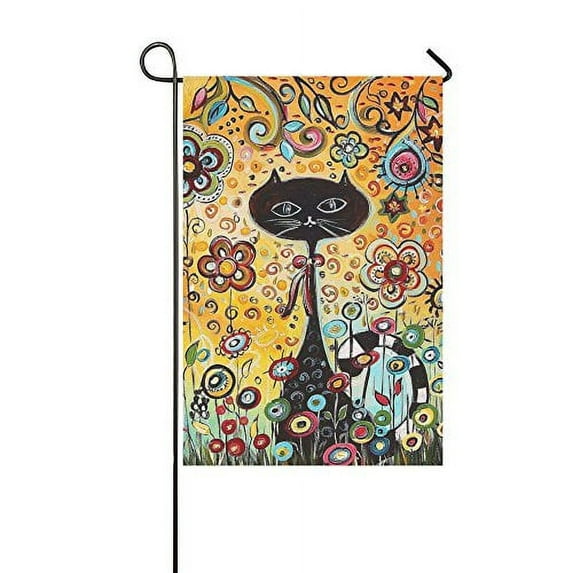 MYPOP Black Cat Yard Garden Flag 12 x 18 Inches