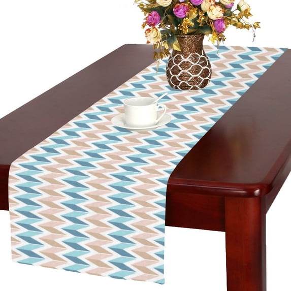 MYPOP Chevron Pattern with Zigzags Long Table Runner 16x72 incheses, Colorful Chevron Rectangle Tablecloth Placemat for Office Kitchen Dining Wedding Party Home Decor