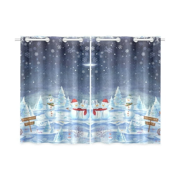 MYPOP Christmas Santa Window Curtain Kitchen Curtain 26x39 inches (Two Pieces)