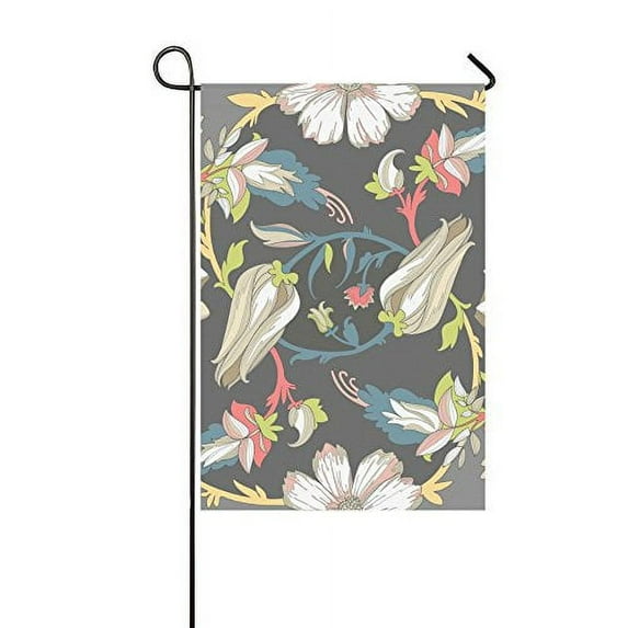 MYPOP Circular Ligature Colored Flowers Yard Garden Flag 28 x 40 Inches