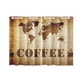 thumbnail image 1 of MYPOP Coffee World Map Window Curtain Kitchen Curtain 26x39 inches (Two Pieces), 1 of 3