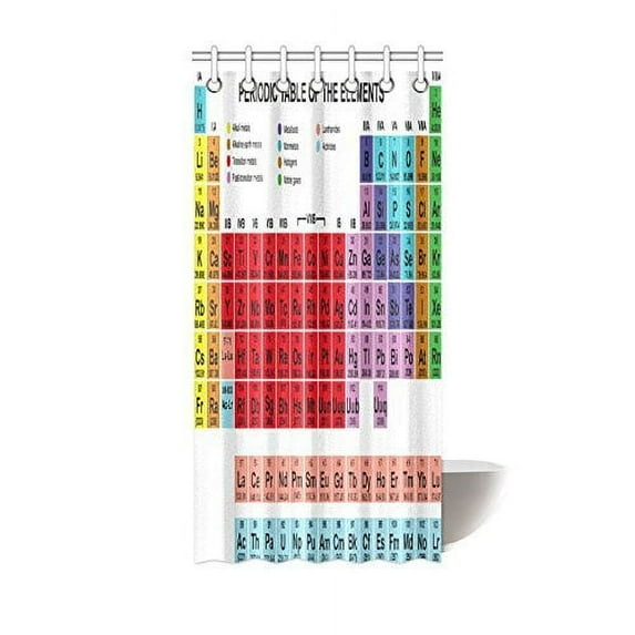 MYPOP Color Periodic Table of Elements Gifts Chemistry Student Modern Family Decor Science Lover Smart Educational Home Textile Design Fabric Shower Curtain 36 X 72 Inches