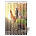 thumbnail image 1 of MYPOP Dandelion Shower Curtain, Rooster Perched upon a Farm Fence Post as the Sun Rises Fabric Bathroom Shower Curtain with Hooks, 48 X 72 Inches, 1 of 3