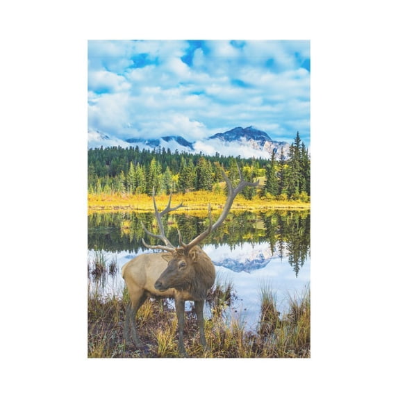 MYPOP Deer and Rocky Mountains Garden Flag Outdoor Banner 28 x 40 inch