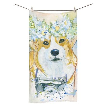 MYPOP Dog Photographer Watercolor Painting Shower Towel Bathroom Bath Towel 30x56 inches