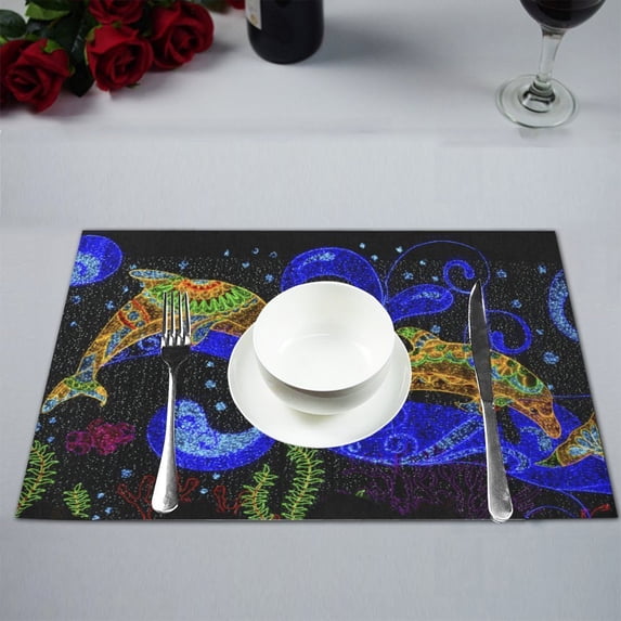 MYPOP Dolphin Kitchen Table Mat Placemats for Dining Table 12x18 inches
