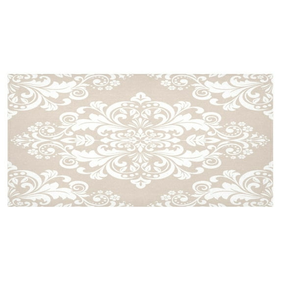 MYPOP Elegant Damask Cotton Linen Tablecloth 60x120 Inches, Floral Design Desk Sofa Table Cloth Cover for Party Decor Home Decoration