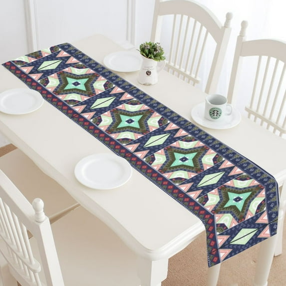 MYPOP Ethnic Bohemian Table Runner Home Decor 14x72 Inch, Boho Geometric Table Cloth Runner for Wedding Party Banquet Decoration
