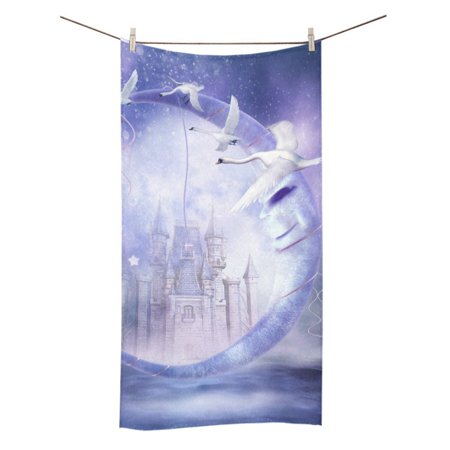 MYPOP Fairytale Moon With a Castle Shower Towel Bathroom Bath Towel 30x56 inches