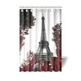 thumbnail image 1 of MYPOP Famous Building Decor, Paris Eiffel Tower Cityscape Red Flower Polyester Fabric Custom Bathroom Shower Curtain 48 X 72 Inches, Red Gray, 1 of 3