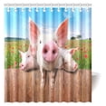 thumbnail image 1 of MYPOP Farm House Decor Shower Curtain, Cute Young Pigs on the Farm Looking Over the Fence Fabric Bathroom Shower Curtain with Hooks, 66 X 72 Inches, 1 of 3