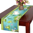thumbnail image 1 of MYPOP Frog Living in the Pond Polyester Long Table Runner 16x72 incheses, Pink Water Lotus Flower Rectangle Table Cloth Placemat for Office Kitchen Dining Wedding Party Home Decor, 1 of 6
