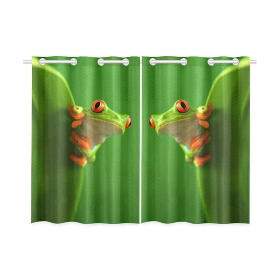 MYPOP Frog Window Curtain Kitchen Curtain 26x39 inches (Two Piece)