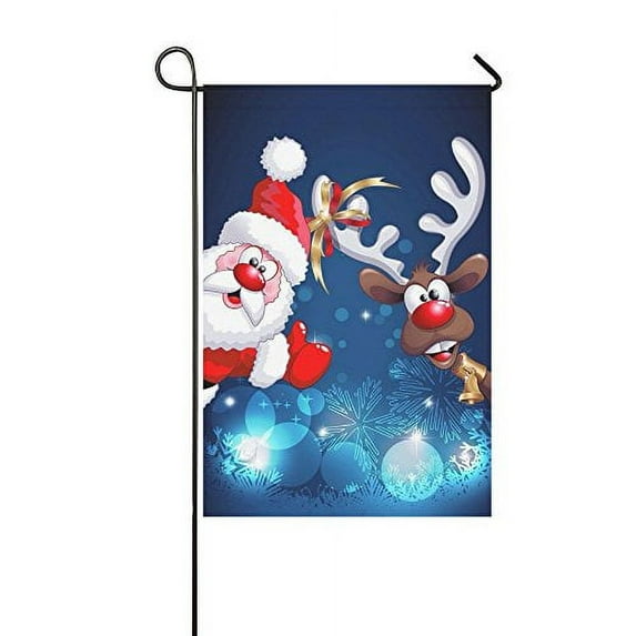 MYPOP Funny Christmas Santa Claus Reindeer Yard Garden Flag 28 x 40 Inches