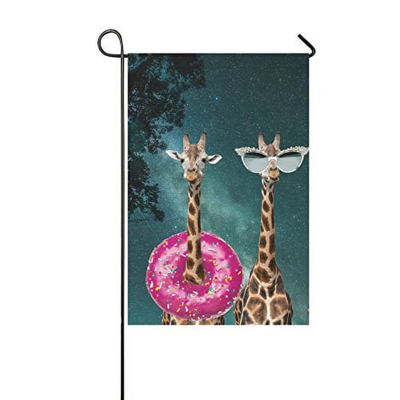 MYPOP Funny Glasses Giraffe Yard Garden Flag 12 x 18 Inches