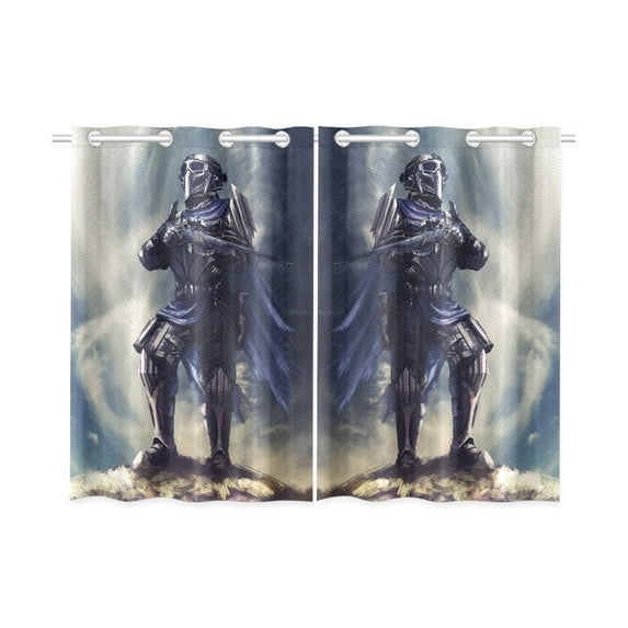 MYPOP Futuristic Armored Warrior Window Curtain Kitchen Curtain 26x39 inches (Two Piece)