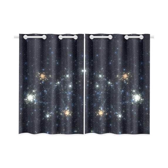MYPOP Galaxy Sky Space Window Curtain Kitchen Curtain 26x39 inches (Two Pieces)