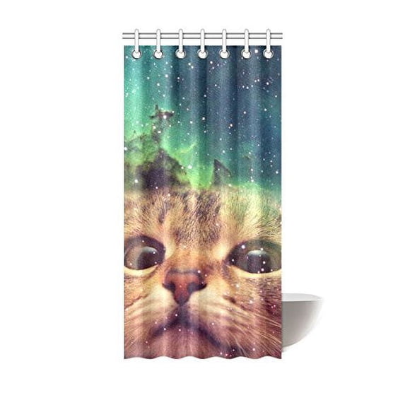 MYPOP Galaxy Space Cool Cat Waterproof Polyester Fabric Bathroom Shower Curtain 36" x 72"