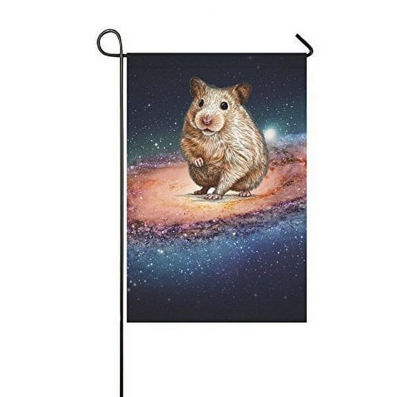 MYPOP Galaxy Space Cute Hamster Yard Garden Flag 28 x 40 Inches