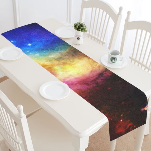 MYPOP Galaxy Space Table Runner Home Decor 14x72 Inch, Universe Nebula Cloud Table Cloth Runner for Wedding Party Banquet Decoration
